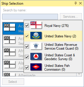 Ship Selection Pane Services